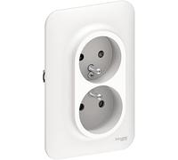 Schneider Electric Double prise de courant Ovalis 2P+T rénovation pour boîte simple Blanc S261089