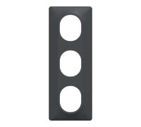 Schneider Electric - Ovalis - Plaque de finition - 3 postes Vertical - entraxe 71 mm - Anthracite - S340726