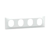 Schneider Electric Plaque de finition Ovalis - 4 postes horizontal - entraxe 71 mm - Blanc - S320708