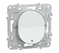 Schneider Electric – Poussoir à fermeture lumineux Ovalis – 10AX – LED bleu 250V – Blanc – S320276