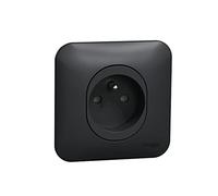Schneider Electric - Ovalis - prise de courant - 2P+T -16A - avec griffes Avec plaque -Anthracite - S465059