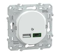 Double Chargeur USB A+C 1 poste 45W Ovalis Blanc Schneider