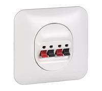 Schneider Electric - Ovalis - Prise haut-parleur 2 sorties- 4 bornes ressorts à vis avec plaque Blanc - S260488