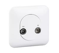 Schneider Electric - Ovalis - Prise TV/FM - 1 entrée - fixation par vis avec plaque Blanc - S260451