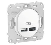 Schneider Electric - Ovalis - prise USB double - type A+C -mécanisme seul - 5Vcc - 2,4A Blanc - S261401