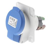 Schneider Electric PKY16F423 PratiKa socle de prise industrielle coudée, 2P+T Pôles, IP44, 16 A, 50/60 Hz, 200/250V, Bleu