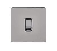 Schneider Electric Plaque plate sans vis Ultimate - Single Rocker 2 voies - 16AX GU1412BBN - Nickel noir avec insert noir