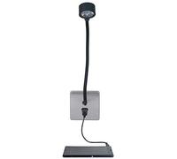 Schneider Electric Plaque plate ultime sans vis - Prise de courant unique avec lampe de chevet et ports de charge USB, GGBGU1412BUBSS, en acier inoxydable avec insert noir