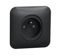 Schneider Electric - Prise 2P+T 16A anthracite complete avec support et plaque bornes auto Vis/Griffe Ovalis