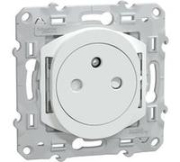 Prise double affleurante avec terre 16A blanc - Odace - Schneider