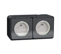 Schneider Electric – Prise 2P+T Mureva Styl MUR36025 – va-et-vient vertical – IP55/IK08 – gris