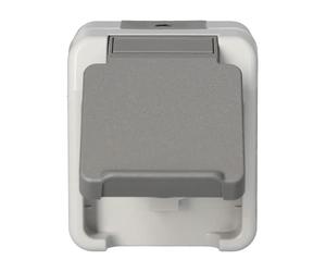 Schneider Electric Prise Schuko MEG2301-8029, Gris Clair, Aquastar, 1 x Steckdose 1 F mit Deckel