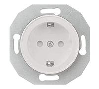 Schneider Electric Prise Schuko ronde, 1 compartiment, protection tactile, borne enfichable, Renova, blanc, numéro d'article WDE011103