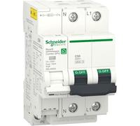 Schneider Electric Resi9 Combi SPU 1PN C 50A Interrupteur Bouton Poussoir Jaune et Noir ON-OFF Montage Rail DIN