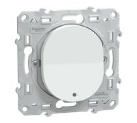 Schneider Electric – Poussoir à fermeture lumineux Ovalis – 10AX – LED bleu 250V – Blanc – S320276