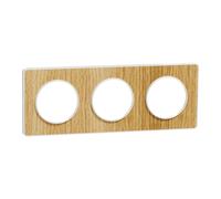 Schneider Electric – Plaque Odace Touch Bois naturel liseré blanc 3 postes horiz./vert. 71 mm