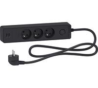 Schneider Electric SC5ST933U1B Rallonge multiprises 3 Prises 2P+T Anthracite 2 USB 1,5m, Noir
