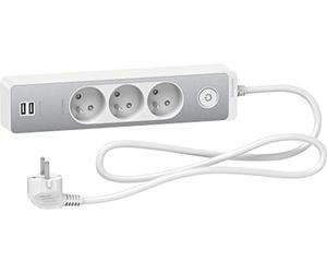 Schneider Electric SC5ST933U1W Rallonge multiprises 3 Prises 2P+T Blanche 2 USB 1,5m, Blanc, Câble