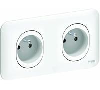 Schneider Electric - Double Prise de Courant 2P+T Précâblée - Blanc - Ovalis