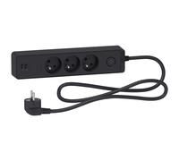 Schneider Electric Bloc multiprise SC5ST933U1B – 3 prises 2P+T, 2 USB, 1,5 m, anthracite