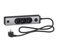 Schneider Electric SC5ST933U1BA Rallonge multiprises 3 Prises 2P+T Anthracite Finition Aluminium brossé 2 USB 1,5m