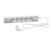 Schneider Electric Multiprise ST935U1WA - 5 prises 2 USB 1,5 m - Blanc/Alu