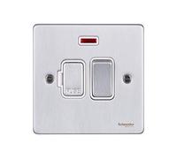 Schneider Electric Ultimate Low Profile Chrome brossé Insert noir 13 A Commutateur + unité de connexion fusible néon, GU5511WBC