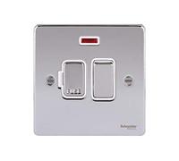 Schneider Electric Ultimate Low Profile Chrome brossé Insert noir 13 A Commutateur + unité de connexion fusible néon, GU5511WPC