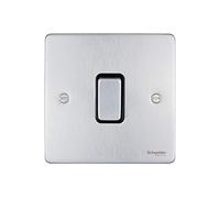 Schneider Electric Ultimate Low Profile - Interrupteur intermédiaire simple, 16AX, GU1514BBC, chrome brossé avec insert noir