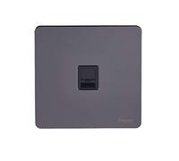 Schneider Electric Ultimate Plaque plate sans vis - Prise téléphonique simple, RJ11, GU7451BBN, nickel noir avec insert noir