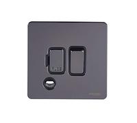 Schneider Electric Ultimate Plaque plate sans vis - Unité de connexion à fusible avec sortie flexible, 13 A, GU5413BBN, laiton noir nickel avec insert noir