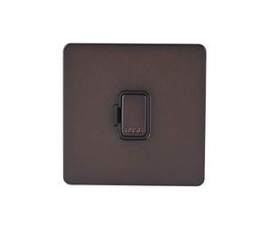 Schneider Electric Ultimate Plaque plate sans vis - Unité de connexion double fusible non commutée, double pôle, 13 A, GGBGU5400BDBP, bronze foncé avec encastrement noir