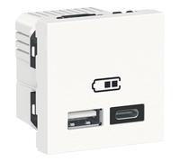 Schneider Electric - Unica - chargeur USB double - 5Vcc - 2,4A type A+C - 2 modul - blanc - méca seul - NU301818