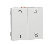 Schneider Electric NU321418 Unica - commande VMC - ON/OFF + 2 vitesses - 10A - 2 mod - Blanc - méca seul
