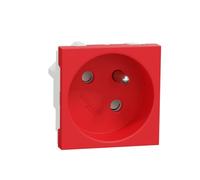 Schneider Electric - Unica - prise 2P+T - FR - 45° - raccord rapide traversant - Rouge - méca seul - NU304903