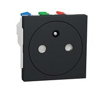 Prise terre affleurante 1 poste 2 modules Unica Anthracite Schneider