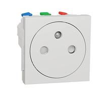 Schneider Electric - Unica, Prise 2P+T, FR, 90°, Affleurant, Raccord Rapide, Blanc, Méca Seul - NU305218