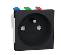 Schneider Electric - Unica - prise 2P+T - FR - 90° - raccord rapide travers - Anthracite - méca seul - NU305954