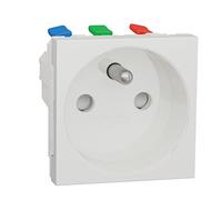 Schneider Electric - Unica - prise 2P+T - FR - 90° - raccord rapide traversant - Blanc - méca seul - NU305918