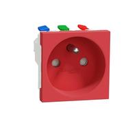 Schneider Electric - Unica - prise 2P+T - FR - 90° - raccord rapide traversant - Rouge - méca seul - NU305903