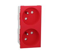 Schneider Electric - Unica - prise double 2P+T - FR - 45° - goul - connex rapide - Rouge - méca seul - NU306903T
