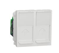 Double prise RJ45 Unica - Cat.6 STP - 2 modules - Blanc
