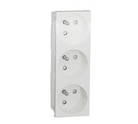 Schneider Electric - Unica - prise triple 2P+T - FR - spéciale goulotte - Blanc - méca seul - NU307918T
