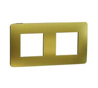 Schneider Electric - Unica Studio Métal N - plaque de finition - Or liseré Anthracite - 2 postes - NU280462M