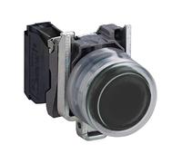 Schneider Electric XB4BP21 Harmony bouton-poussoir, IP69K, à impulsion, métal plaqué chrome collerette, 1F, 22 mm diamètre de fixation, noir