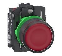 Schneider Electric XB5AW34B55 Bouton-poussoir lumineux, Harmony XB5, plastique, 22 mm, rouge, Sans inscription, LED, calotte