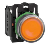 Interrupteur XB5AW35M5 : Pression 22mm Tige.Pos : 1 NC + NO LED orange 230V I...