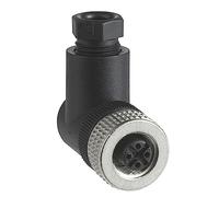 Schneider Electric XZCC12FCM50B Connecteur nu Femelle, M12, Métal Bague Matière, 5 Broches, Angle Droit, Presse-Étoupe Pg7, 3 A, 30-36V