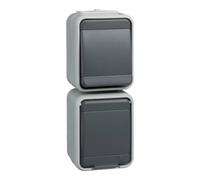 Schneider Elso Kombination AP44 encastré lumière / gris basalte 448629 Quantité:1