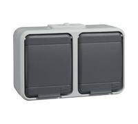 Schneider Elso Prise 2x AP44 horizontale lumière/gris basalte 445409 Quantité:1